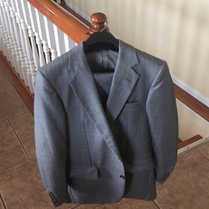 Grey Jacket/Pants With Red Pin Stripe. Botany 500